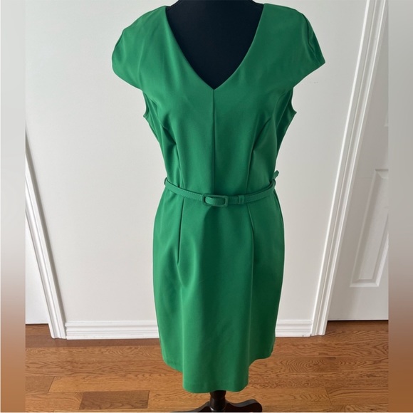 MANGO V-neck Belted Dress - Picture 2 of 5